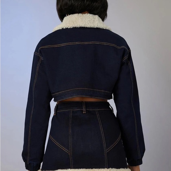 POSTER GIRL Cropped Jacket with Cream shearling Collar - Picture 5 of 15